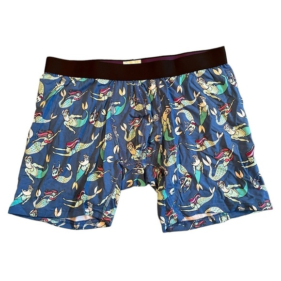 MeUndies Merman Mermaid Print Blue Boxer Briefs Micromodal size large NWOT - Picture 1 of 7